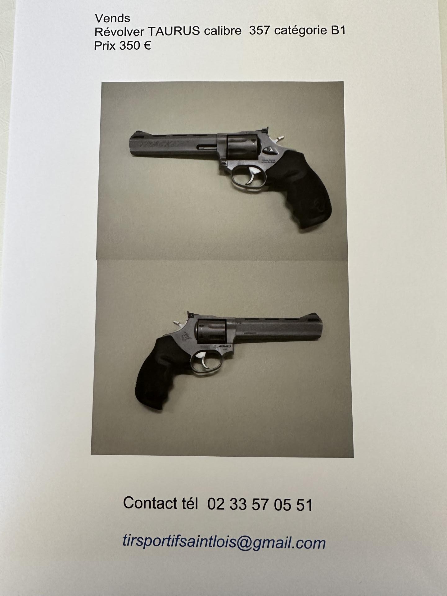 Revolver Taurus 357 B1 - 350 €
